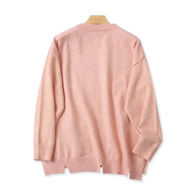 เสื้อสเวตเตอร์ไหมพรมถักทรงหลวม แขนยาว สำหรับผู้หญิง แฟชั่นฤดูใบไม้ร่วง ฤดูหนาว ดีไซน์ลายปะติด รูระบายอากาศ ให้ความอบอุ่น สีสันหลากหลาย