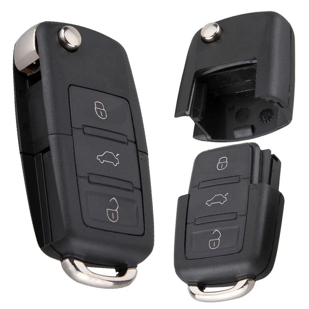 Universal Smart Remote Car Key Case, Preto Auto Substituição Chave Shell, sem Chip, apto para Passat, Volkswagen B5, 3 Botões