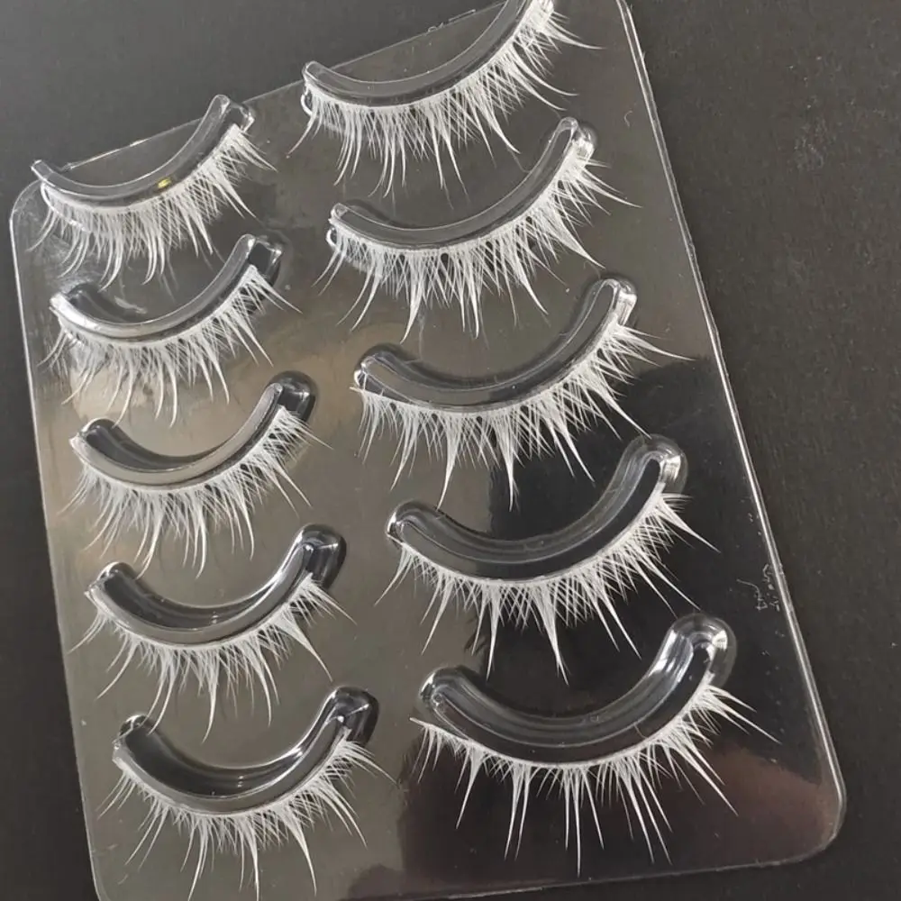 Woman's Beauty Long Cross White False Eyelashes Thick Eyelashes Extension White Lashes Handmade Eye Makeup Tools for Cosplay