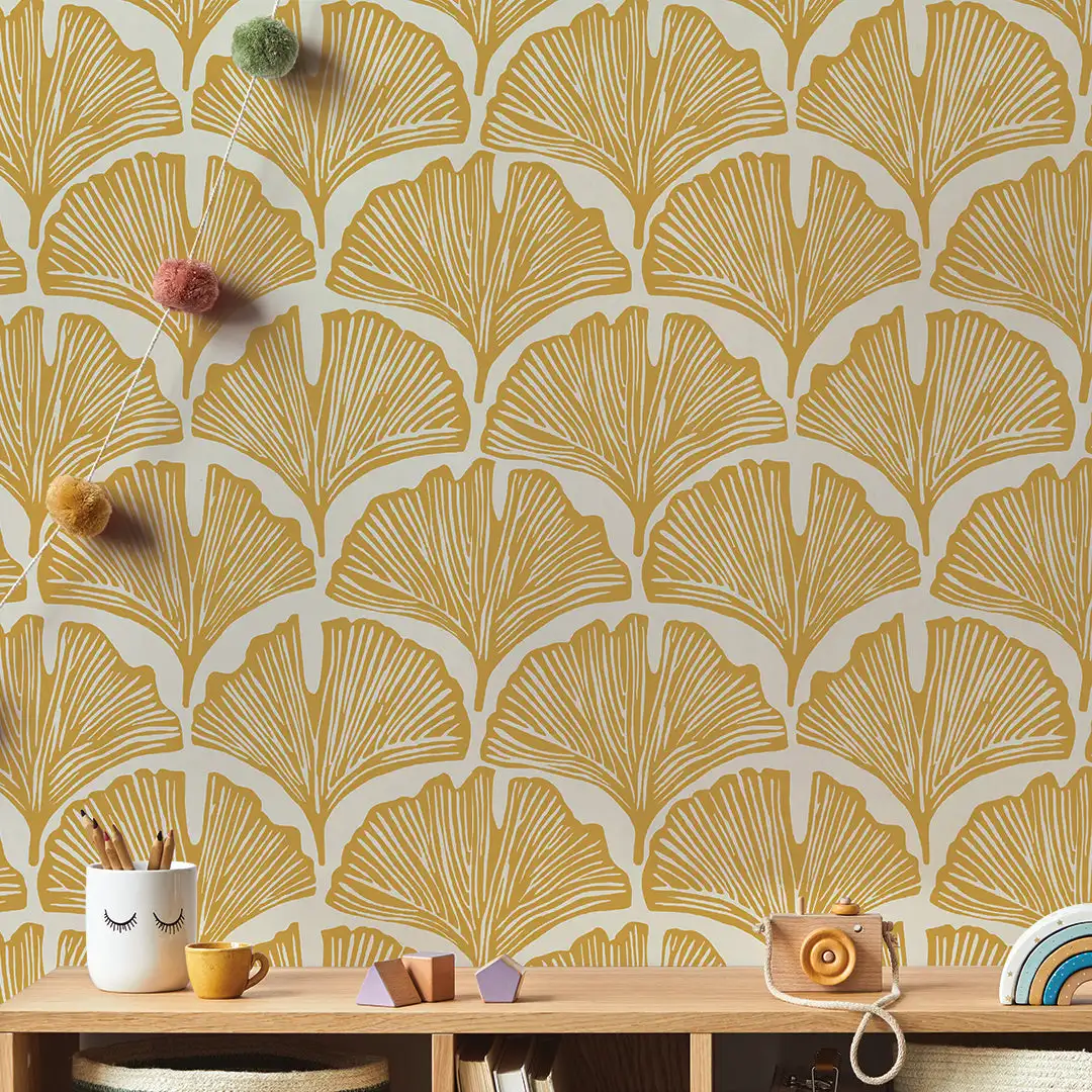 Feather Palm Peel And Stick Wallpaper,Tropical Elegance Self-adhesive Wall Paper For Decoration Bedroom,Or Tradition Un-paste