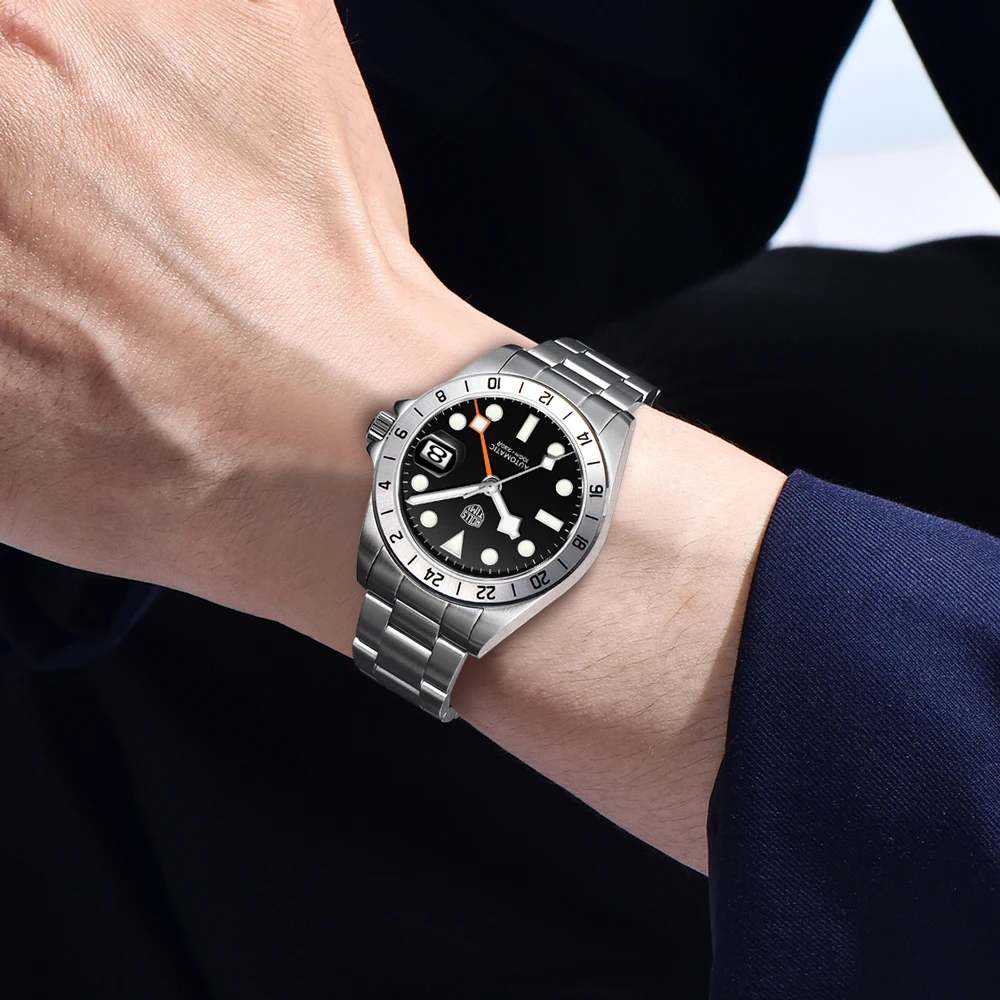 ساعات رجالية RollsTimi GMT فاخرة NH34 ساعة أوتوماتيكية للرجال ساعة يد ميكانيكية AR الياقوت مقاوم للماء ساعة حائط هدية مضيئة #2