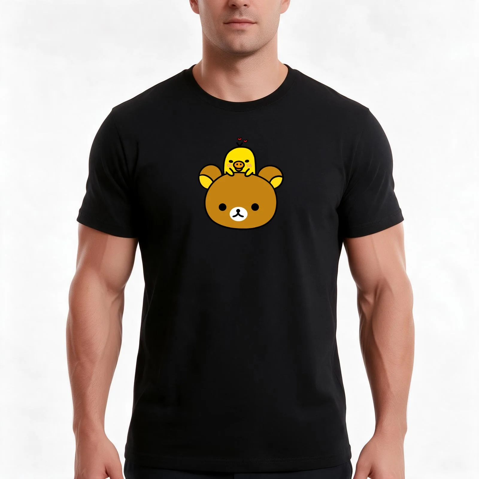 Rilakkuma and Kiiroitori T-Shirt Summer Casual Cotton Tee Oversized Streetwear Tops Vintage Graphic Print Unisex Men Women