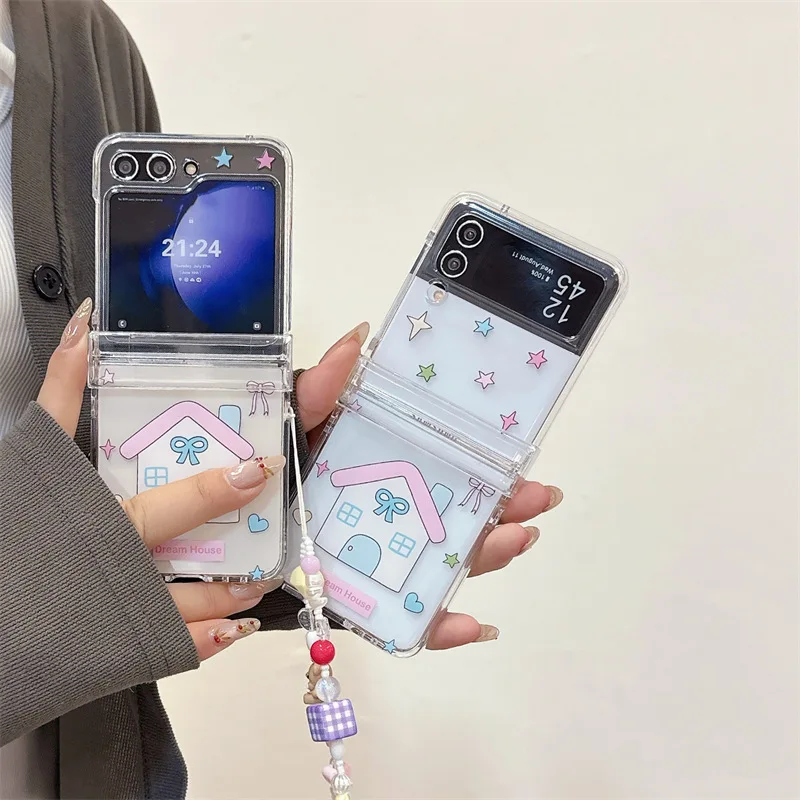 Чехол для телефона Dream House для Samsung Galaxy Z Flip 3 Z Flip 4 Z Flip 5, жесткая задняя крышка из поликарбоната для ZFlip5, чехол