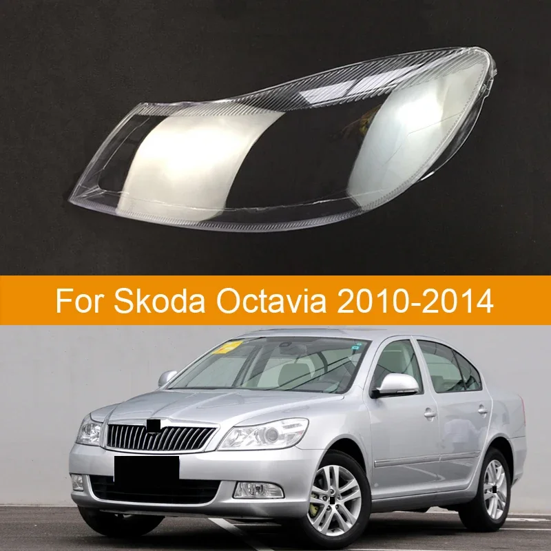 Car Front Glass Lens Lamp Shade Shell For Skoda Octavia 2010 2011 2012 2013 2014 Transparent Auto Light Case Headlight Cover