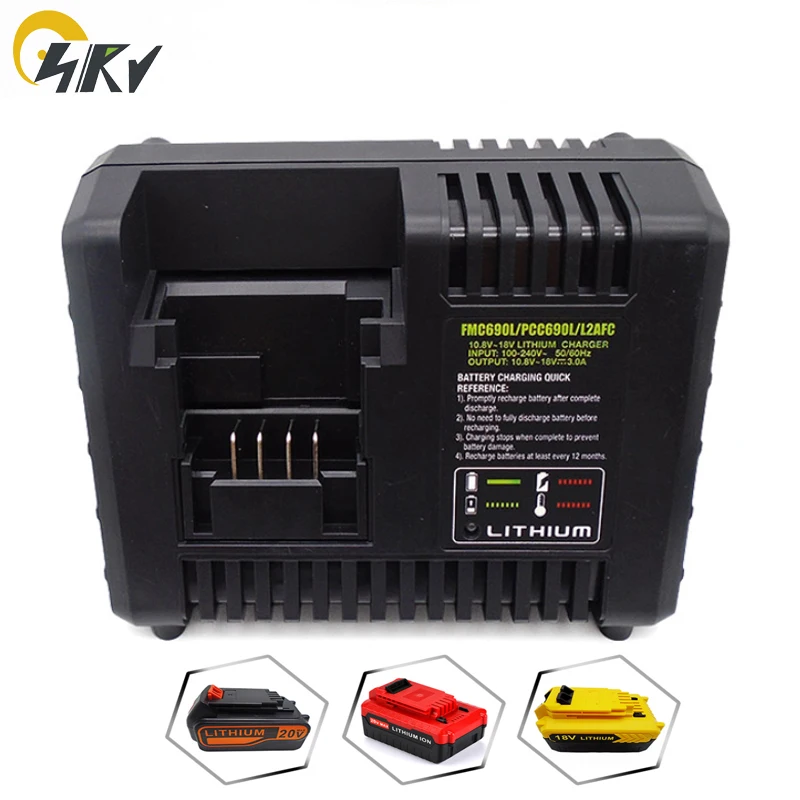 20V 3A Lithium Charger PCC690L/FMC609L/L2AFC for STANLEY FATMAX Power Tools