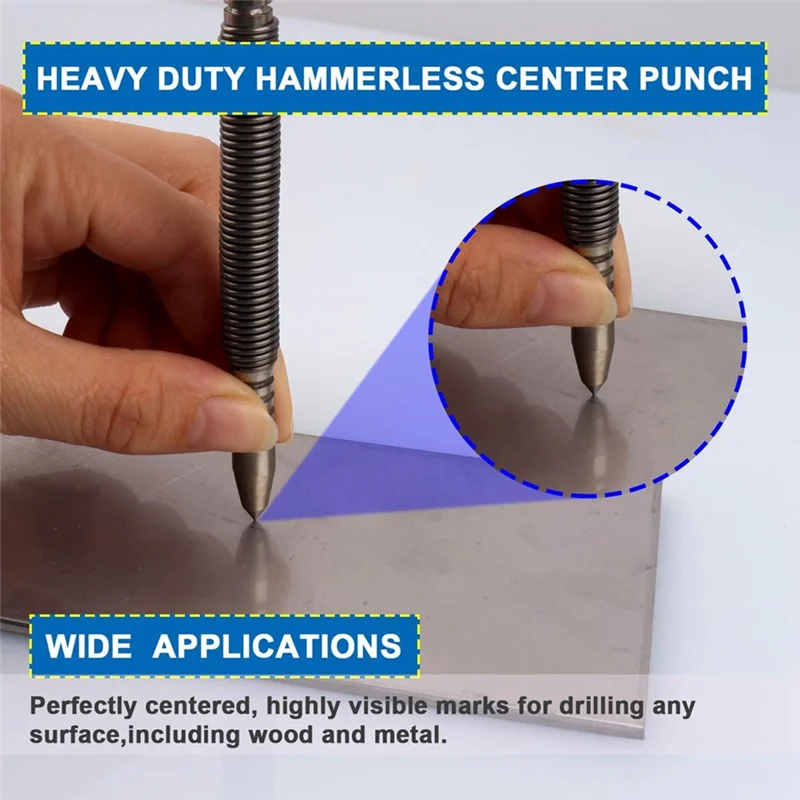 Spring Nail,Dual Heads Nail Setter,4Pc Hammerless Door Hinge Pin Removal Tool,Striking Force Spring Loaded Nail Punchabkw