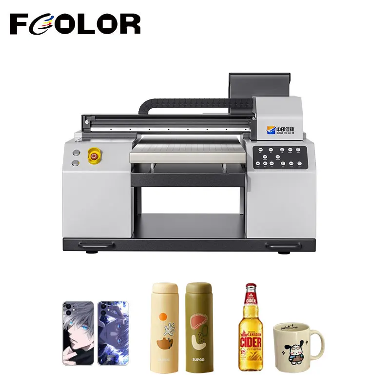 Fcolor High Quality Desktop Digital Flatbed UV Machine Epson XP600 UV Flatbed Printer for Bottle Phone Case Glass Metal, Wood