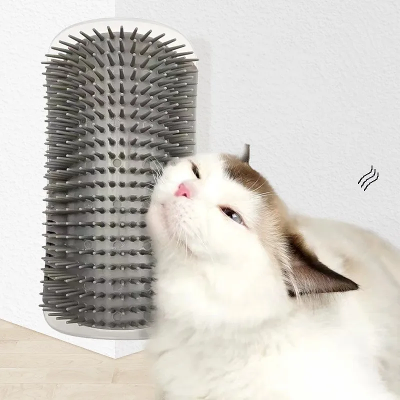 Cepillo de masaje para gatos, cepillo de esquina para eliminar pelo, cepillo de belleza para limpiar esquinas, peine rascador extraíble para gatitos y gatos