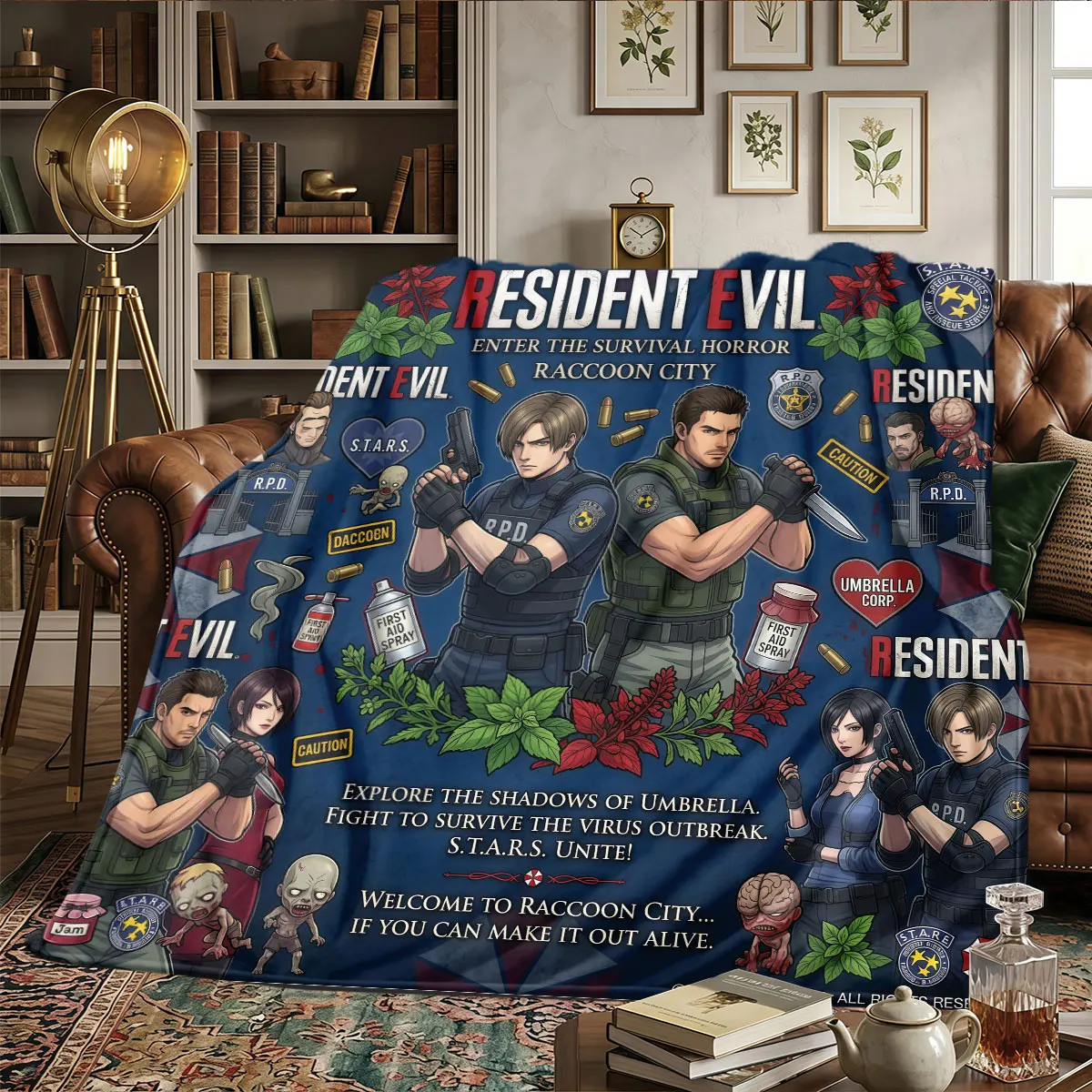 Resident Evil Patterns Home Blanket Lightweight and portable for Home Decor Naps Warmth and Comfort Holiday Present -HE79