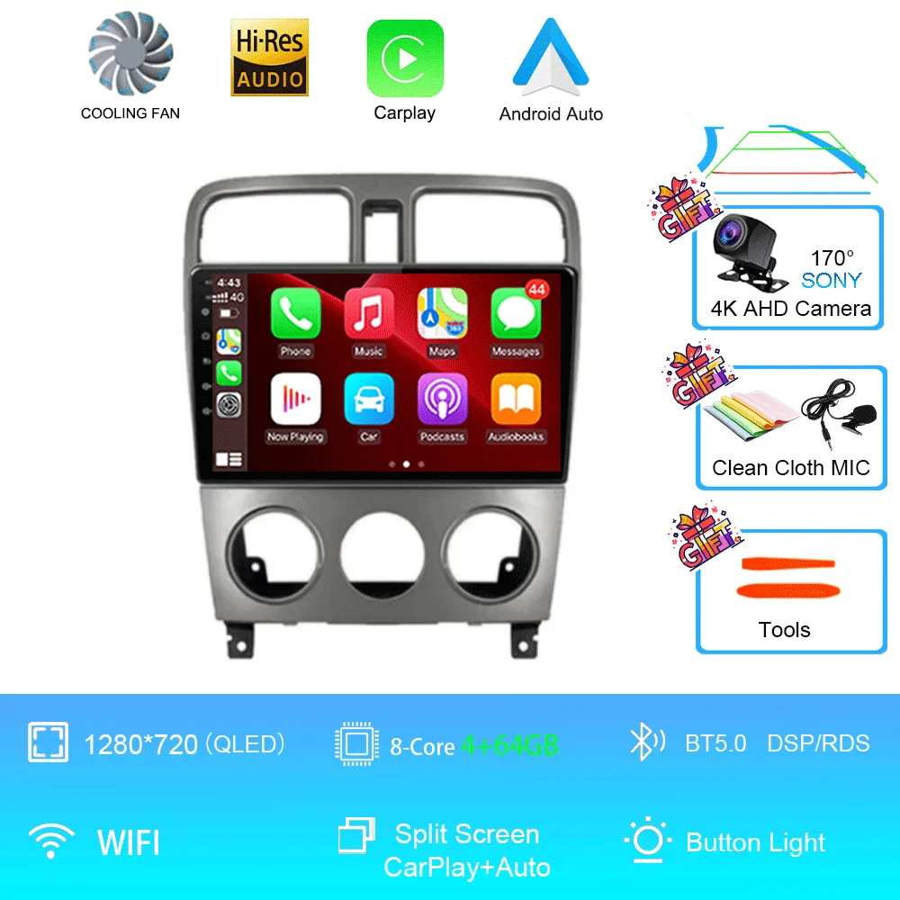 Android 16 autoradio multimediasysteem videospeler navigatie Carplay geen 2Din DVD scherm voor Subaru Forester SG 2002-2008