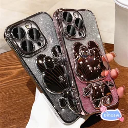 For Xiaomi Redmi Note 13 12 12s 11s 10s 11 10 Pro Plus Pro+ 11T 4G 5G Phone Case Folding Rabbit Mirror Bracket Case Soft Cover