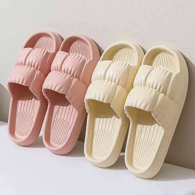 Women Home Shoes Thick Platform Slipper Summer Beach Flip Flops Women EVA Soft Sole Flat Shoes Mute Non-slip Slides Beach Sandal