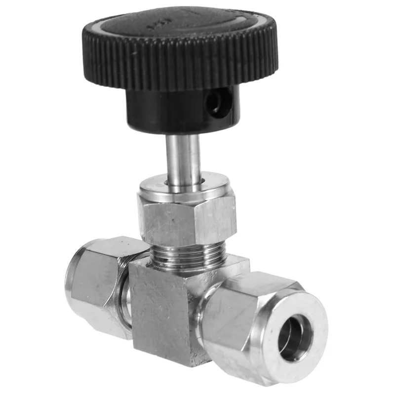 AB06 Adjustable Needle Valve O.D 8mm Tube Stainless Steel 304 High Pressure Acid Proof Straight Card Set Crane