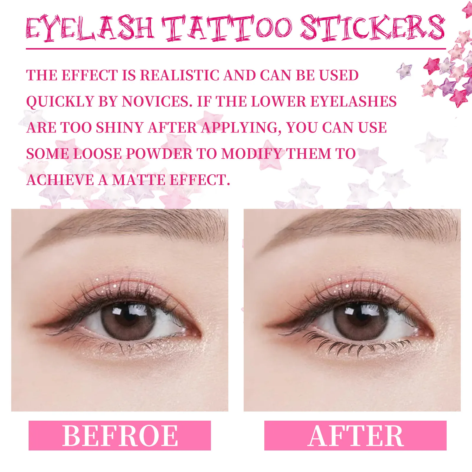 Patch per tatuaggi per ciglia inferiori Trucco Ciglia finte usa e getta Adesivi per tatuaggi per ciglia finte naturali realistiche temporanee 4 pezzi