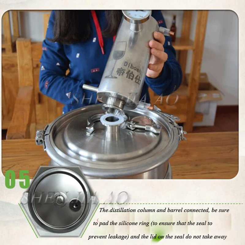 تقطير الفولاذ المقاوم للصدأ Moonshine ، صانع السائل Vol ، آلة الفودكا ويسكي براندي ، خزان التخمير ، وعاء المقطر والمراجل ، 12L