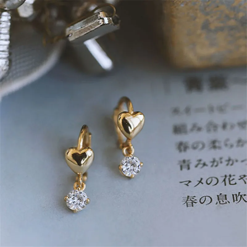 

S925 Silver Plated 18K Silver Sweet Heart Zircon Earrings Elegant Temperament For Women Girlfriend Gift Jewelry