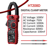HT208D Digital Clamp Meter 1000A True RMS Multimeter AC/DC Current Double Colour Backlight 6000 Counts NCV Clamp Voltage Tester