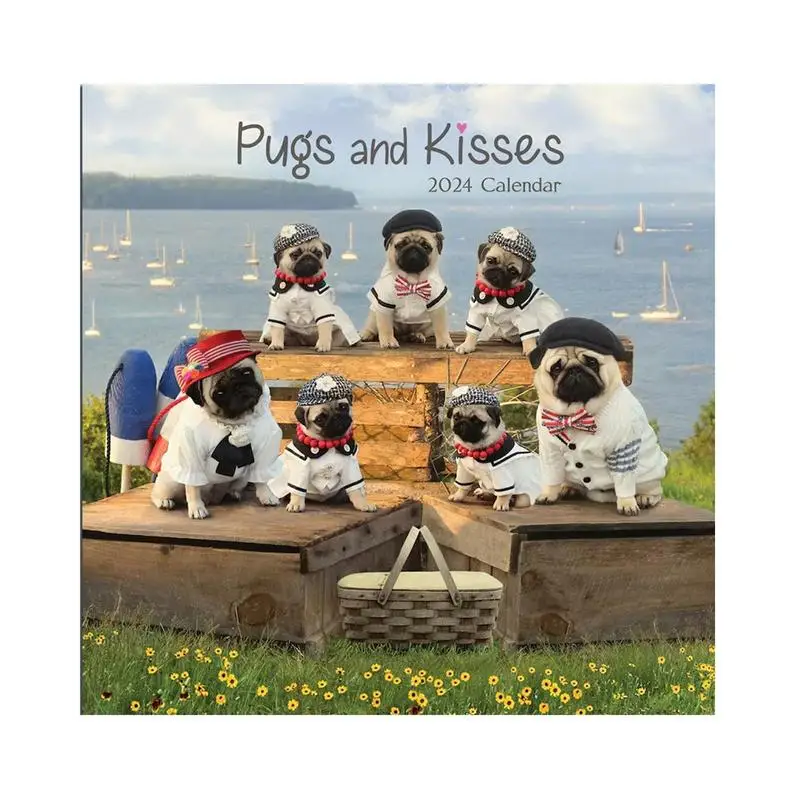 Cute Dog 2024 Calendar Puppies Monthly Wall Calendars 12 X 12Inch Cute Pug Images Monthly Wall Calendars Family Planner & Daily