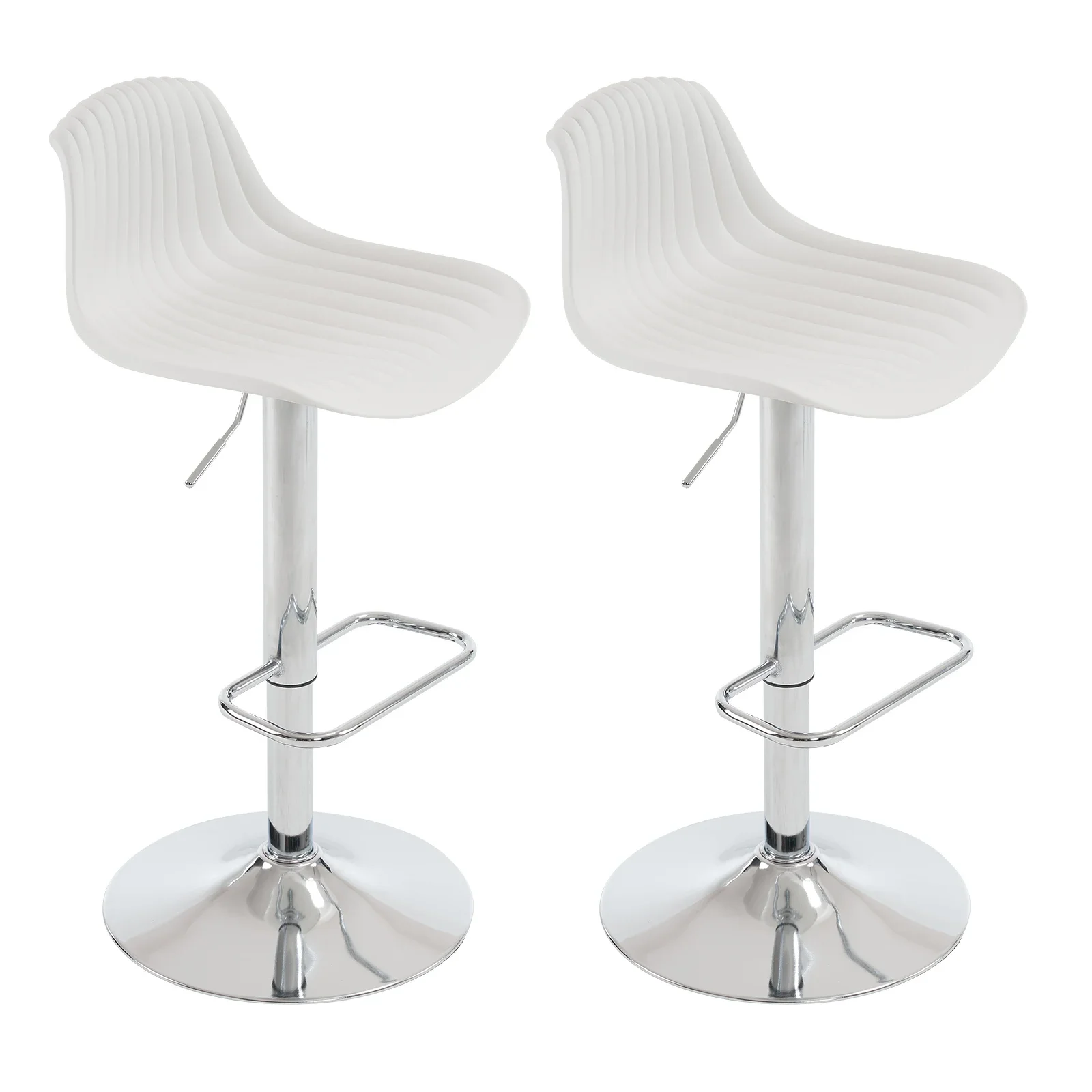 

Modern Swivel Adjustable Barstool Set of 2 Fashion Plastic Low Back Height Stools with Metal Legs Armless Bar Chairs for Bar