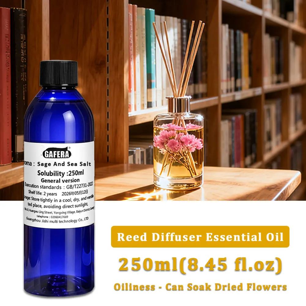 GAFERA 250ml (8.45 fl.oz) Sage And Sea Salt/Hilton Essential Oil - Aroma Reed Diffuser Oi, Reed Aromatherapy Replenishes Essence