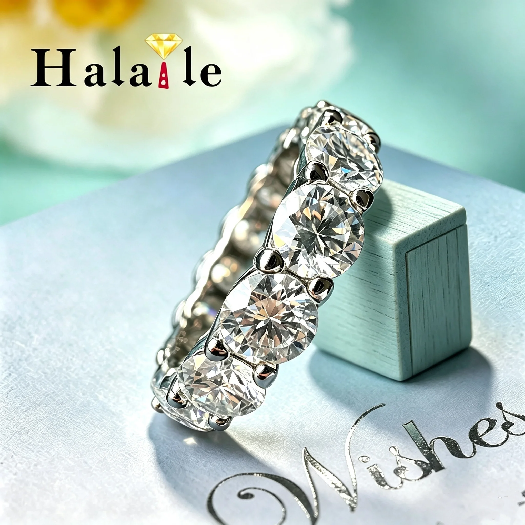 Halaile 3/3.5/5MM Moissanite Row Rings for Women Sparkling Fine Jewelry Engagement Anti-allergy Rings Sliver 925 Sterling Silver
