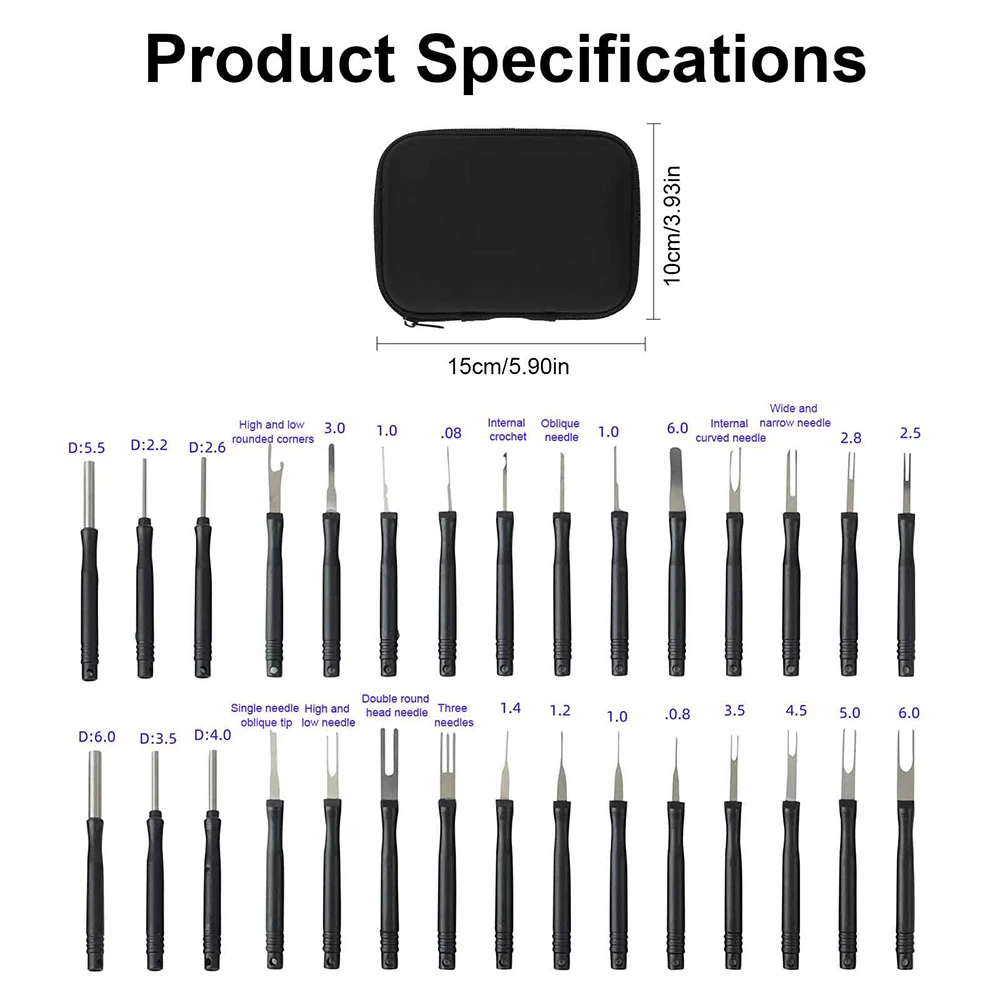 30 pz/set Kit di strumenti per la rimozione del terminale dell'auto strumenti per lo smontaggio dell'automobile cablaggio elettrico connettore a crimpare Pin Extractor Set Key Box