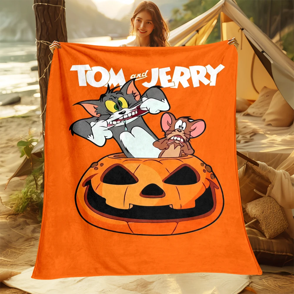 Tom and Jerry thin cartoon blanket- Lightweight Flannel Throw for Sofa, Bed, Travel, Camping, Livingroom,Couch, Chair, and Bed