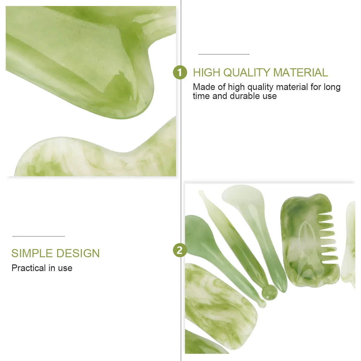 ชุดอุปกรณ์ขูดหน้ากัวซา 7 ชิ้น สำหรับบรรเทาอาการปวดกล้ามเนื้อ ชุดอุปกรณ์สปาบำรุงผิว  แผ่นขูดกัวซาอเนกประสงค์เพื่อการดูแลผิว