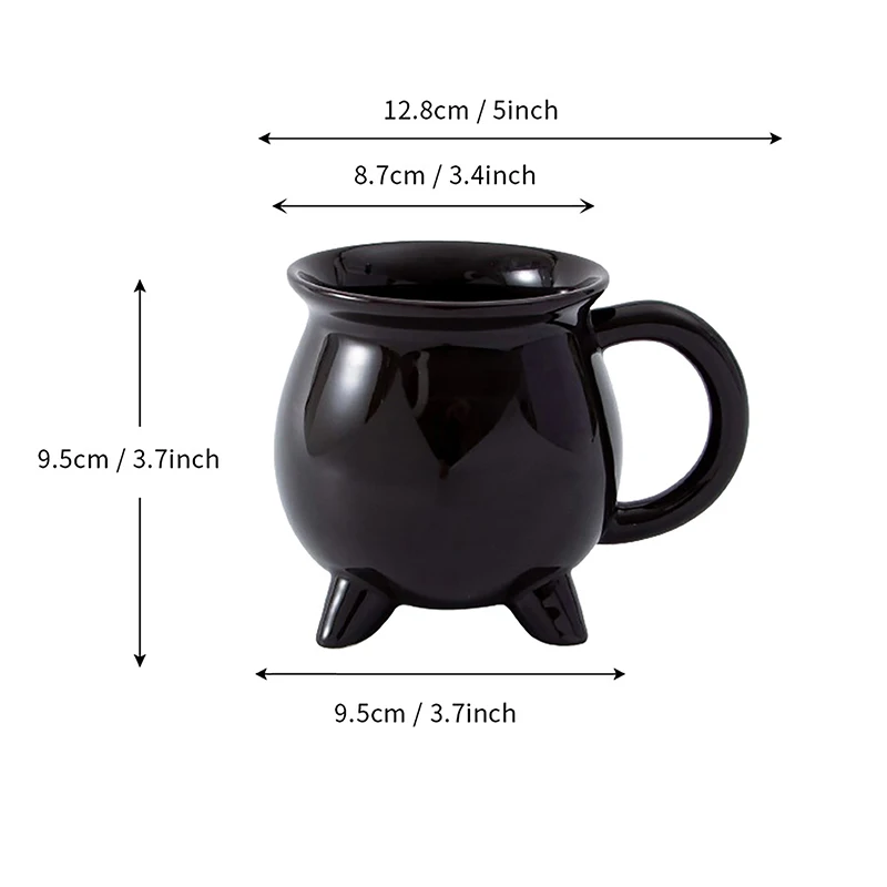 Creative Witches Brew Witch Cauldron Coffee Mug Black Ceramic Coffee Cups Halloween Tabletop Decoration For Halloween