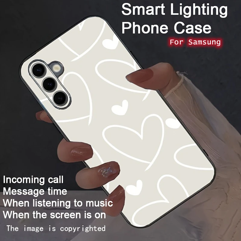 

Simple Romantic Love Colorful Voice-Activated Phone Case Luminous For Samsung S24 S25 FE S25 S23 S22 S26 Ultra Z fold 7 6 5 4