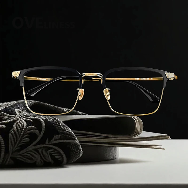 

Acetate Titanium Glasses Frame Men Luxury Brand Design Retro Vintage Square Eyeglasses frames spectacles High Quality Eyewear