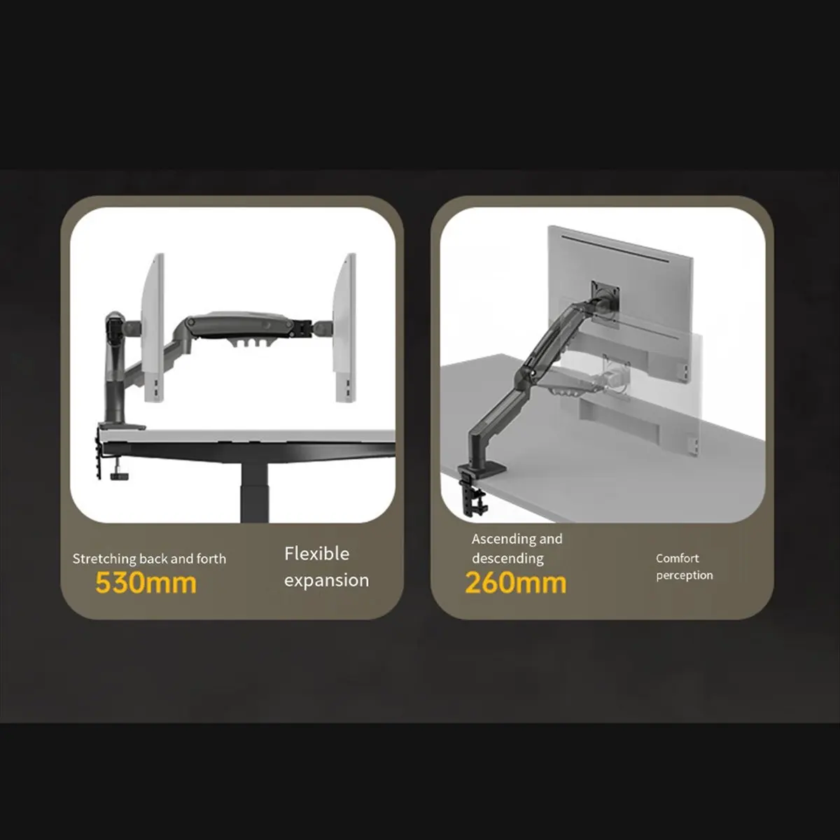 A55T F160 Desktop Spring Monitor Arm 17-27inch Dual Monitor Holder Mount Arm Full Motion Display Stand Loading 2-9 Kgs B