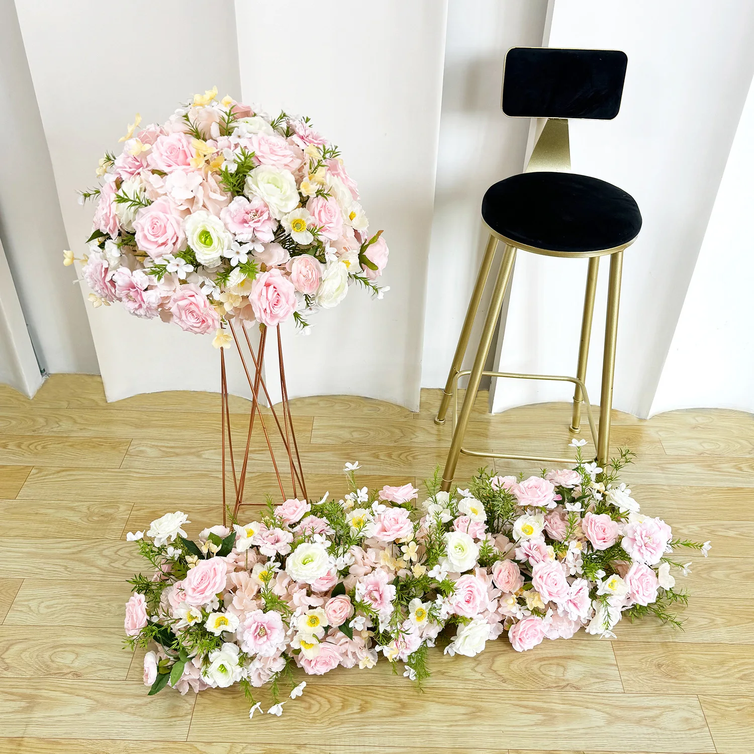 

Hydrangea rose simulation flower ball long row table decoration fake flower wedding scene layout table flower shooting props