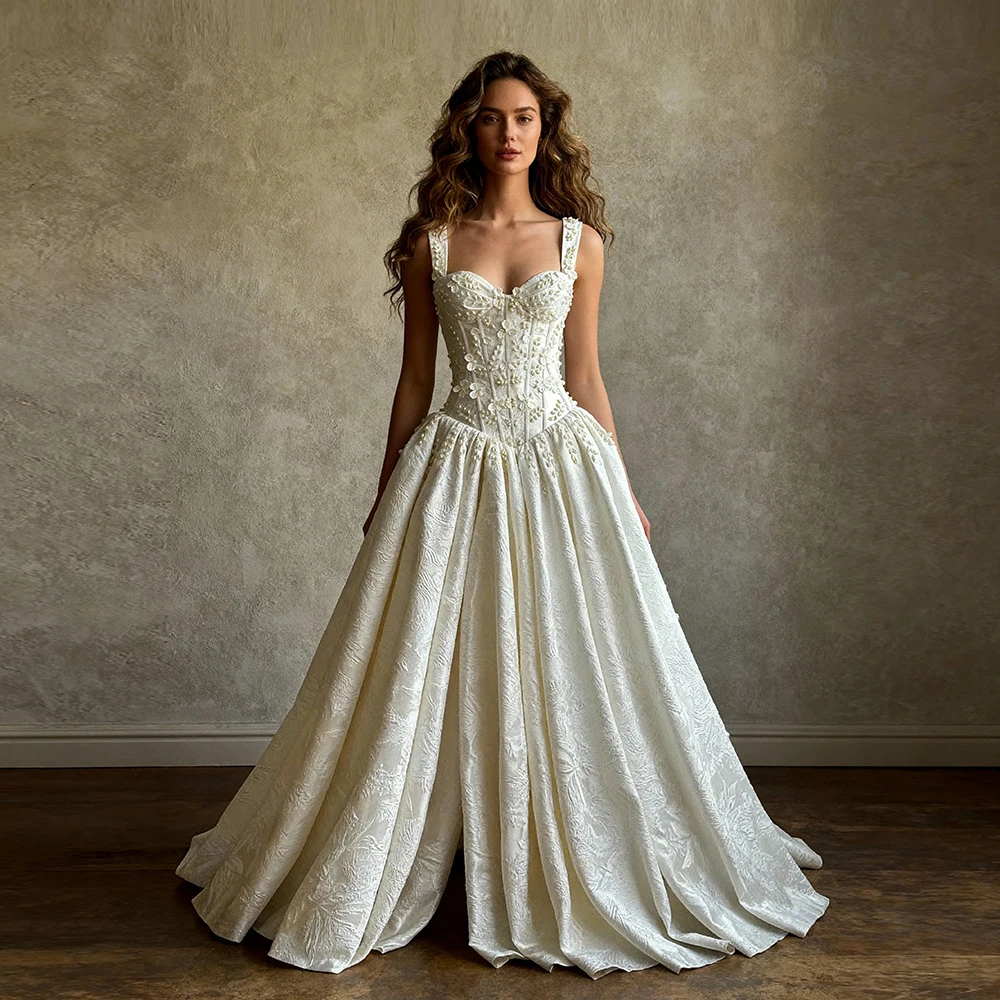 Bespoke Occasion Dresses Elegant Chic Woman Evening Dress for Photo Shoot Floral Brocade Fabric A Line Wedding Dress Large Sizes