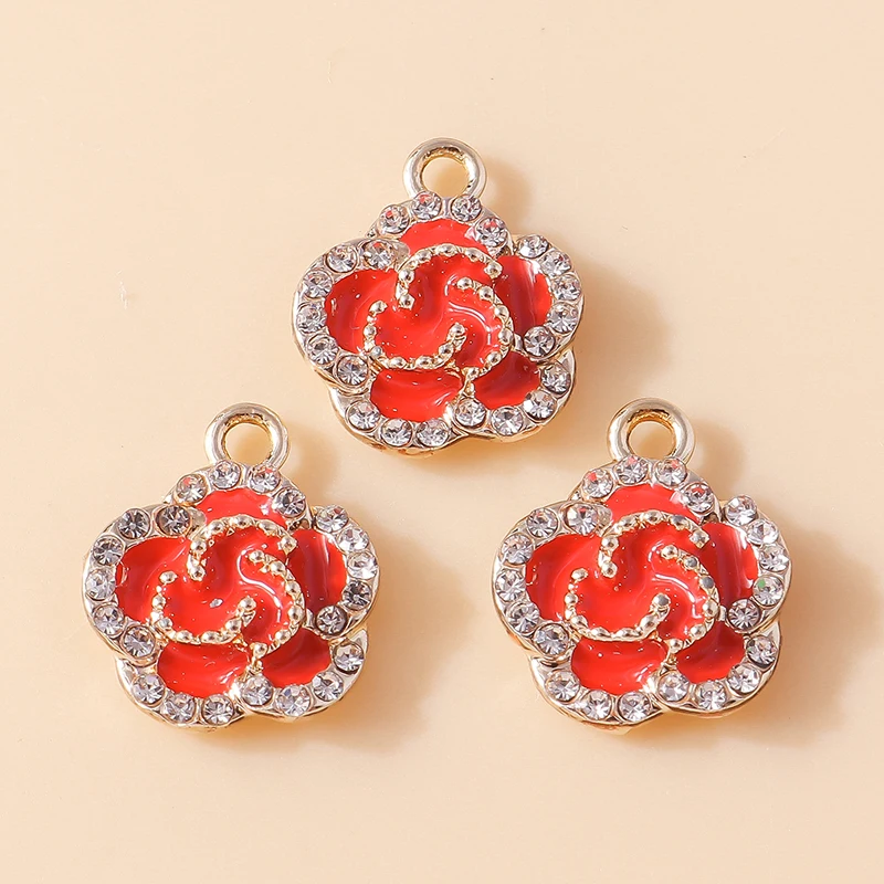 20 Stück 14x17mm Modische Kristallblumen-Anhänger für Schmuckherstellung, Ohrringe, Halsketten, Armbänder, Zubehör, DIY-Bastelarbeiten, Geschenk – Detail 3
