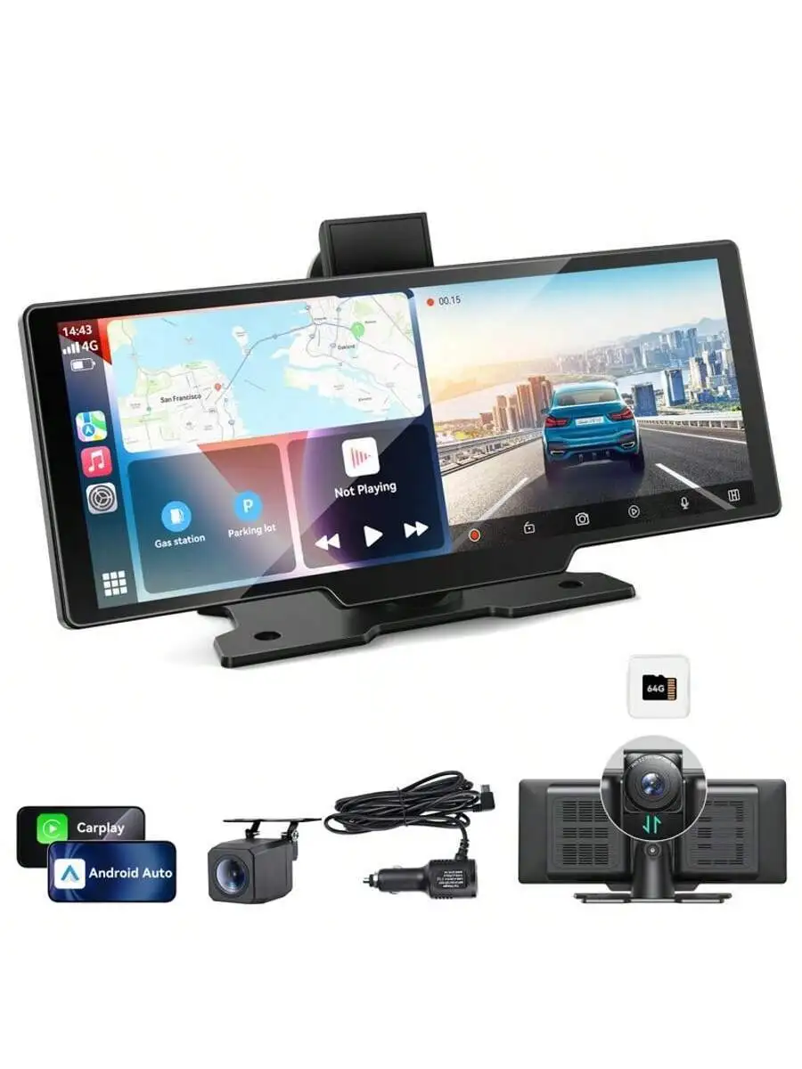 

9.26-Inch Smart Car Display With Wireless CarPlay, Android Auto, 2.5K Dash Cam, 1080P Rear Camera, GPS & Bluetooth