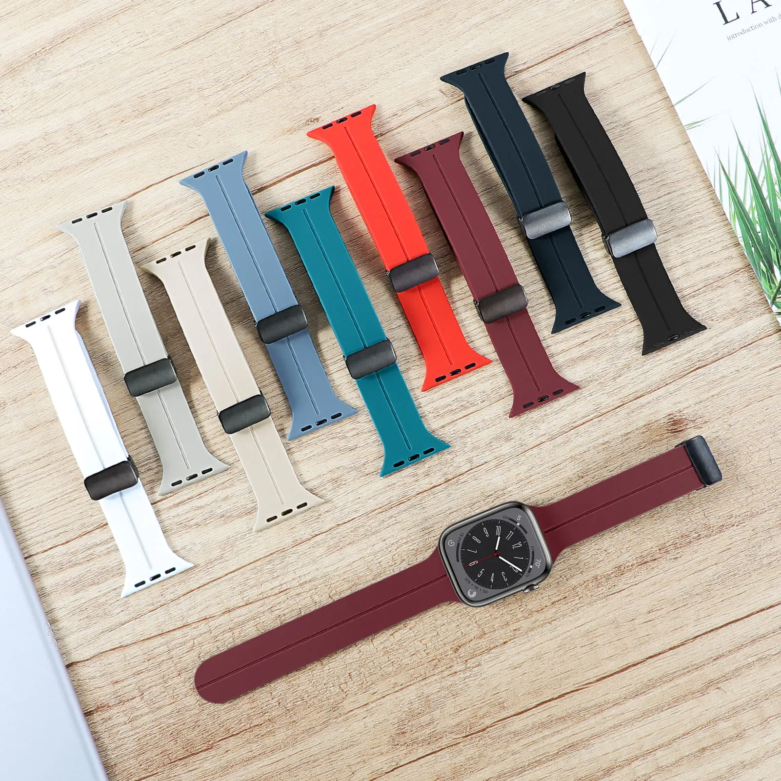 Magnetic Strap For Apple Watch Band 44mm 40mm 45mm 49mm 41mm 42mm 38 Bracelet iWatch Series ultra2 6 7 8 9 se 40mm Silicone band image 4