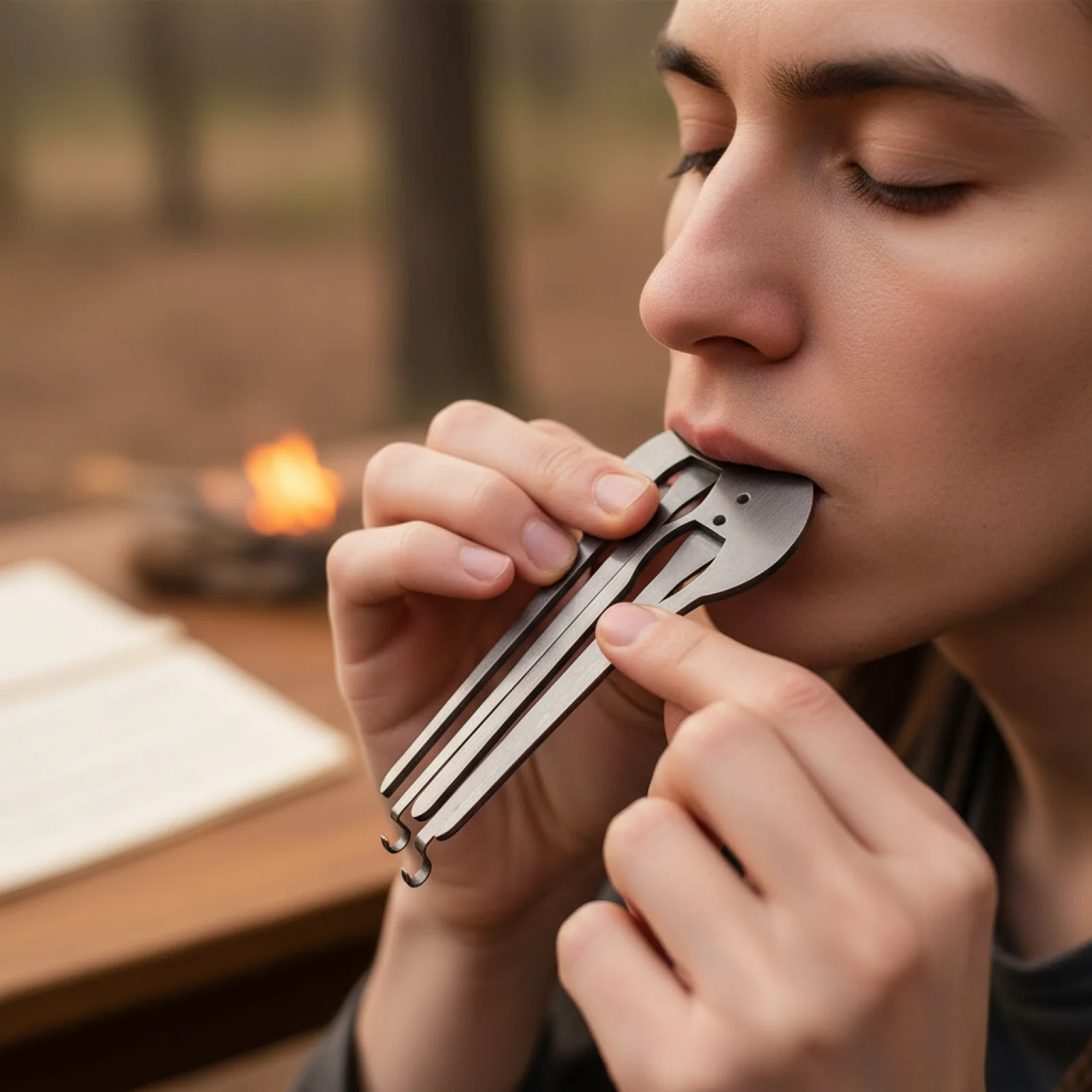 Folk Musical Jaw Harp Lightweight Steel Mouthpiece Compact Instrument for Outdoor Activities and Student Practice
