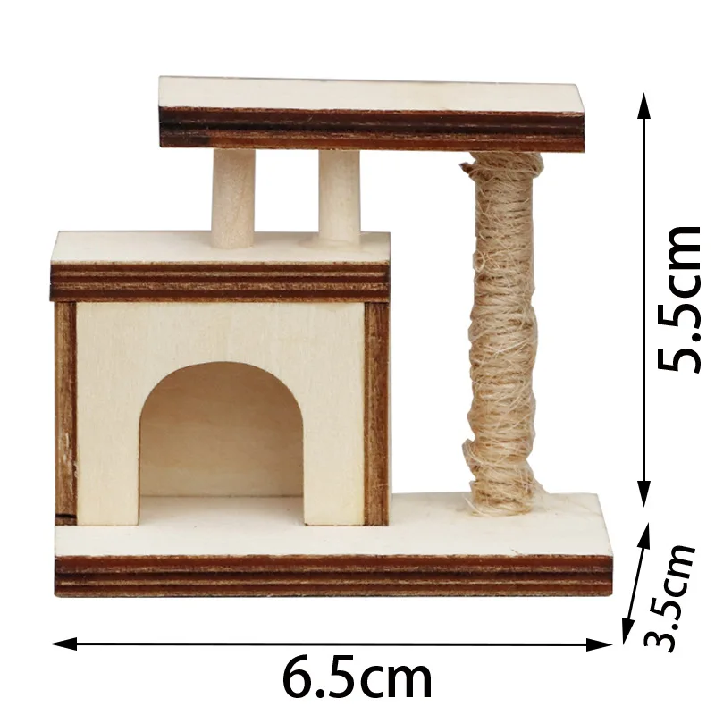 Miniature de maison de poupée à l'échelle 1:12 |   Arbre à chat en bois inachevé |   Meubles pour animaux de compagnie Kawaii pour décoration de micro-scènes - Accessoire artisanal de bricolage