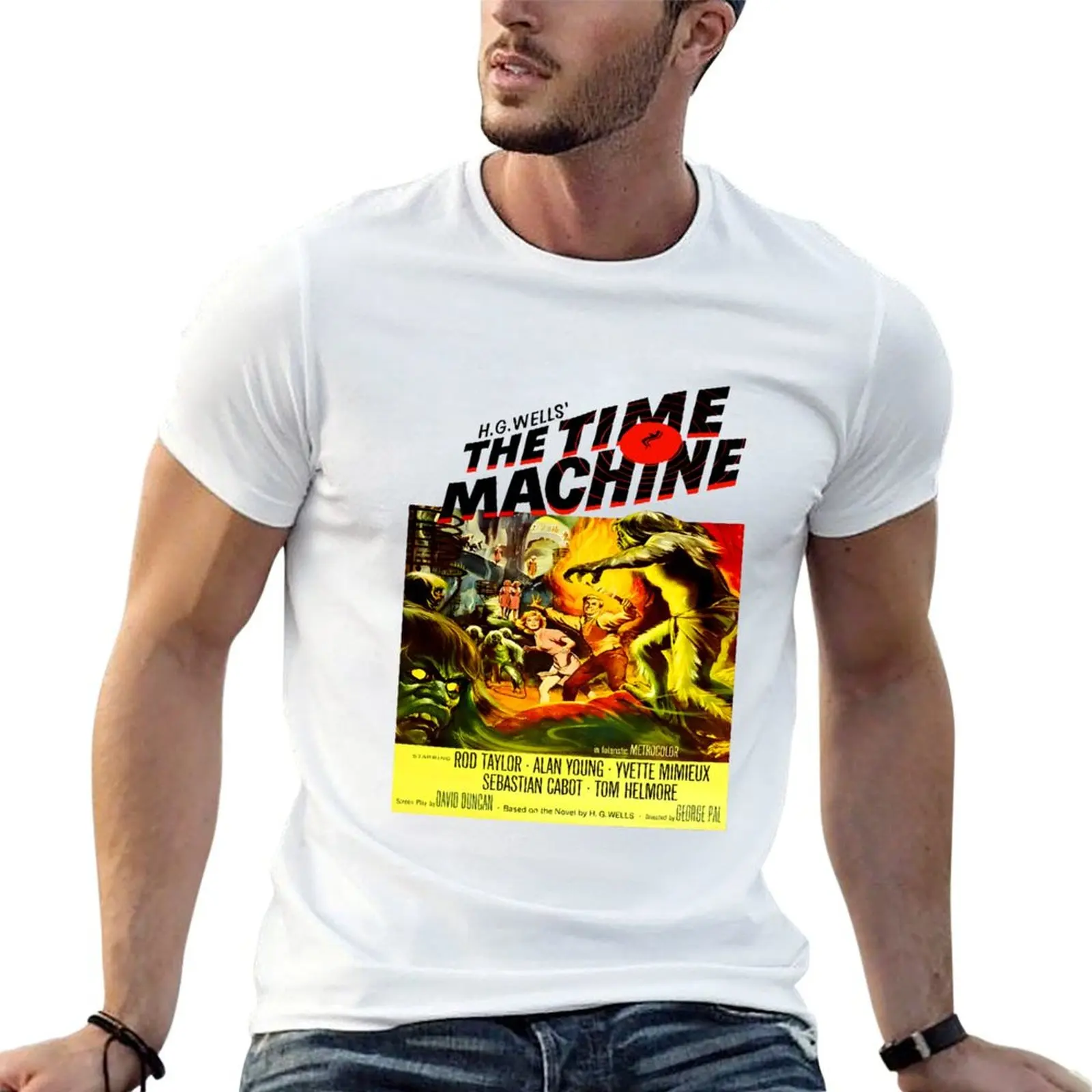 Película clásica de la Edad Dorada, HG Wells, The Time Machine, camiseta de lujo para hombre, Camiseta de algodón de alta calidad