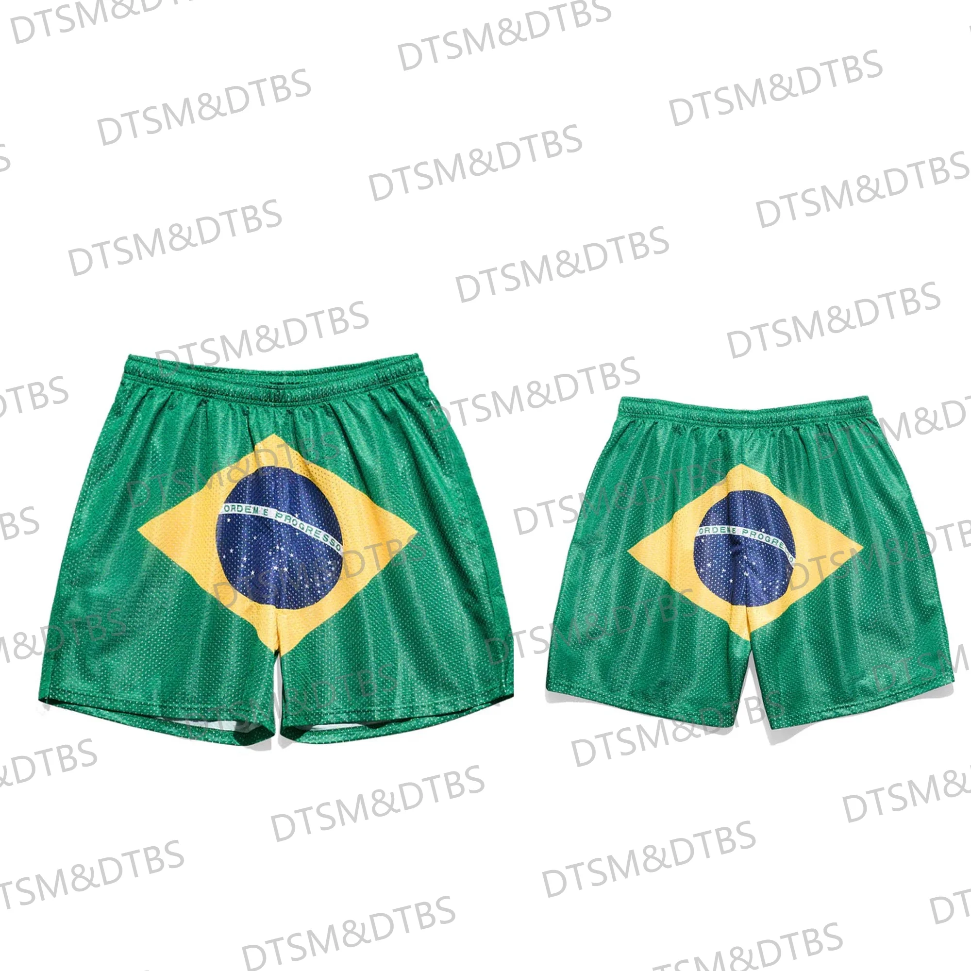 New 2024 Vintage Summer Brazil Flag Retro Drawstring Basketball Shorts Casual Vacation Beach Daily Life Kids/Adullt Trunks