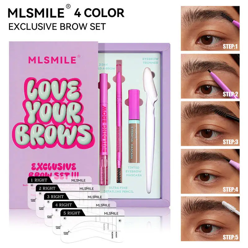 MLSMILE Set 2-in-1 Shaping Liquid Dual-ended Pencil Dye + Razor Eyebrow Card 2025 New