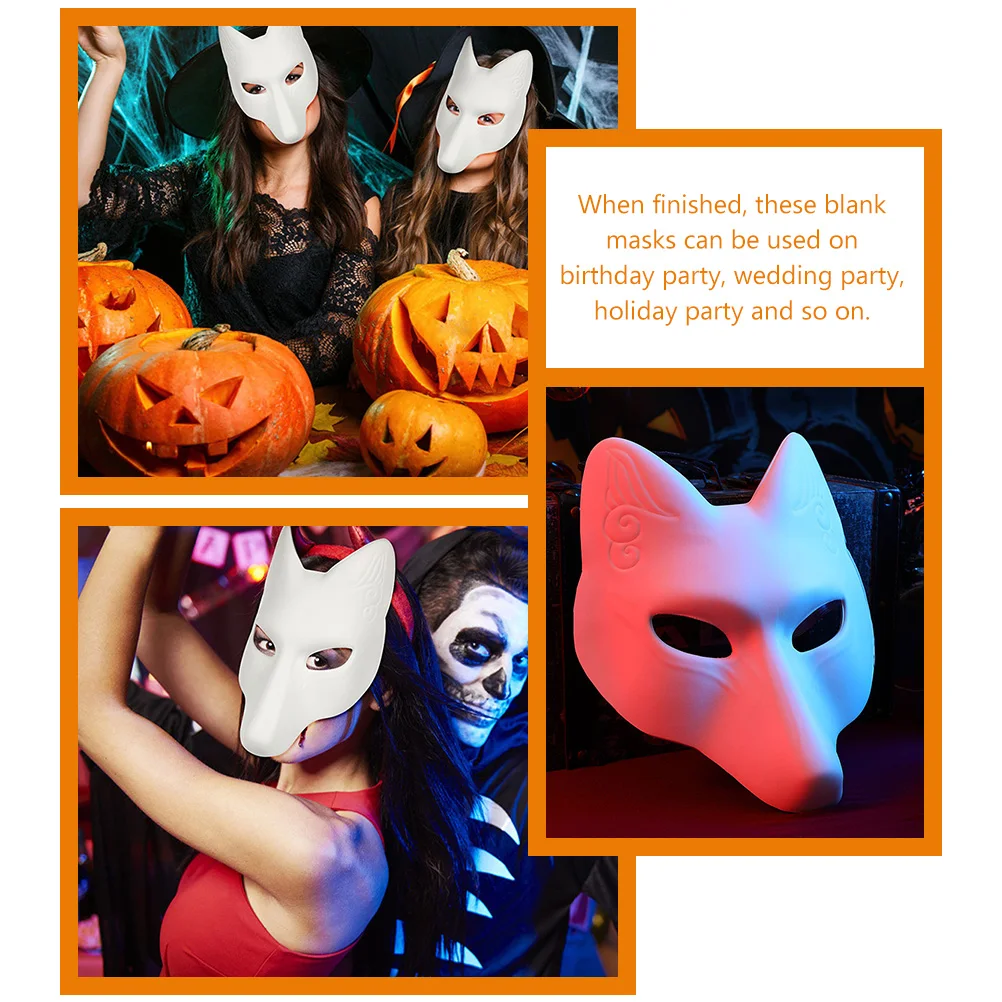 

3 Pcs Unpainted Masquerade Masks Fox Face Sentence Halloween Child Costume Costumes