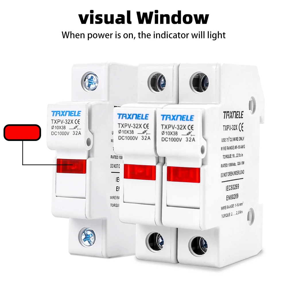 1P 2P DC Fuse Holders Solar PV 10*38mm DC 1000V Fuse Base Solar Photovoltaic System Protection Short Circuit Protector gpV