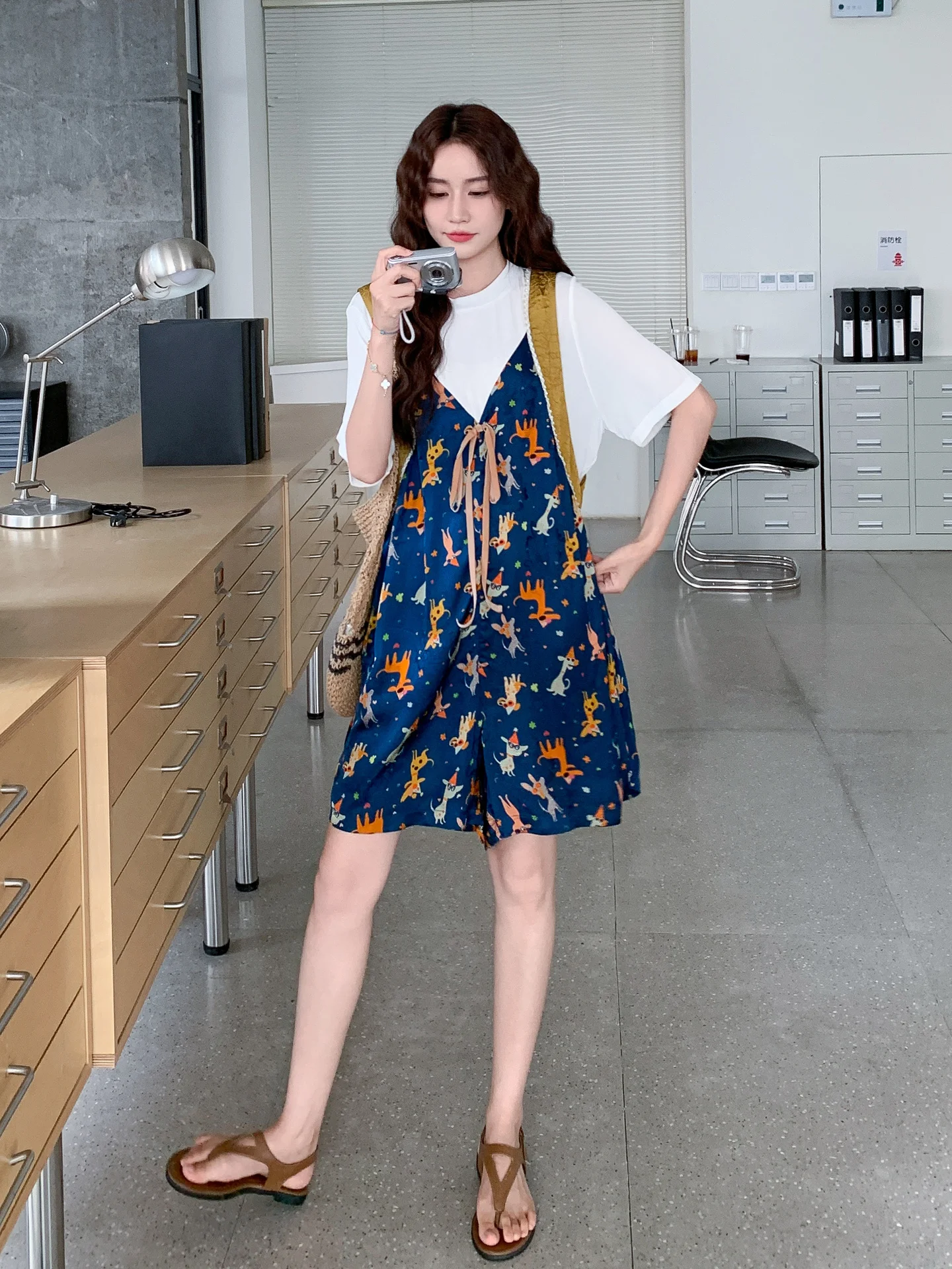 Color Blo Youthful or Suit Women's High Waist Wide Leg ort Pants Jumpsuit Fake Two-Piece Summer New Sle Ele