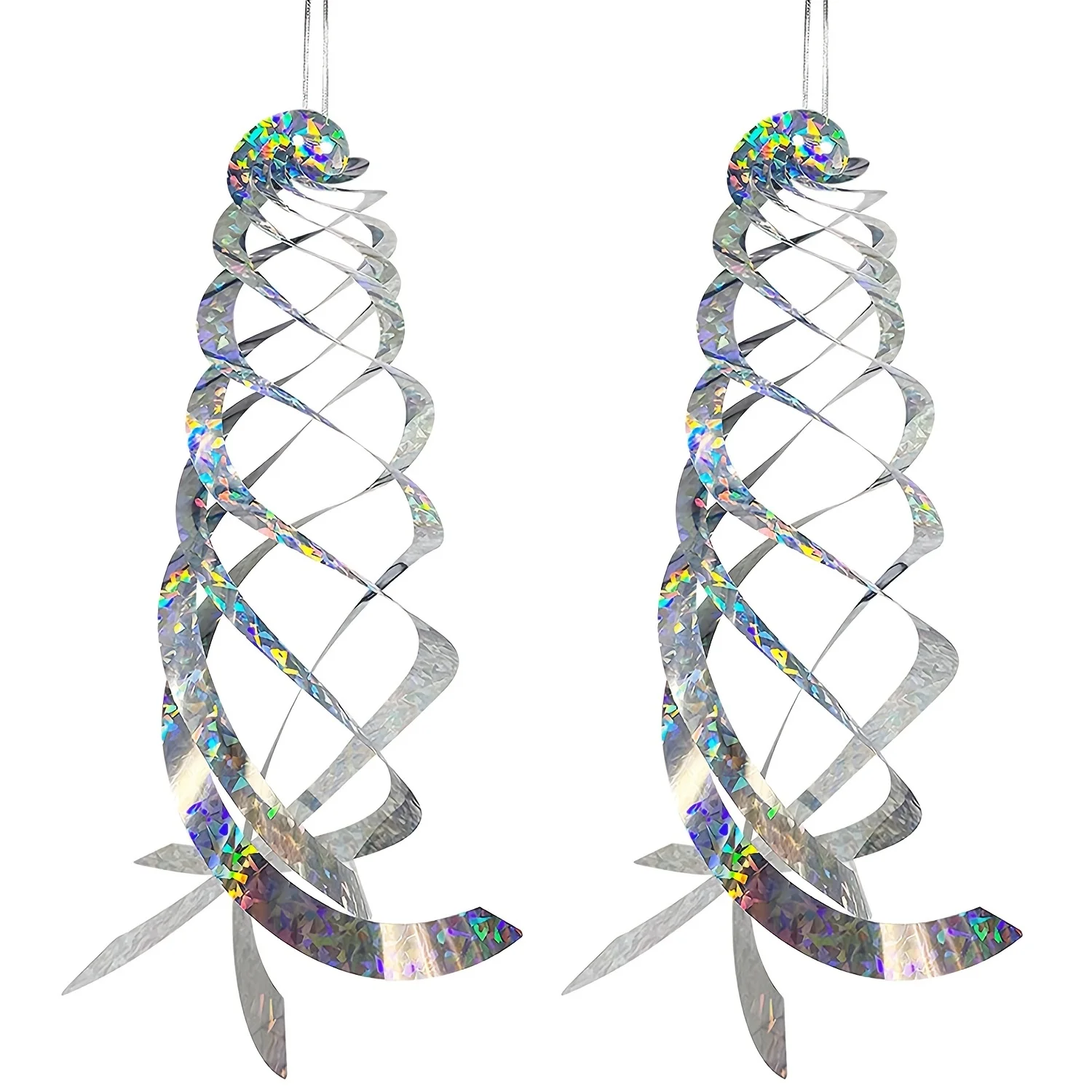 2Pcs Bird Repellent Spiral Reflectors, Hanging Reflective Deterrent, Keep Pigeons Woodpeckers Away From House Garden Pool