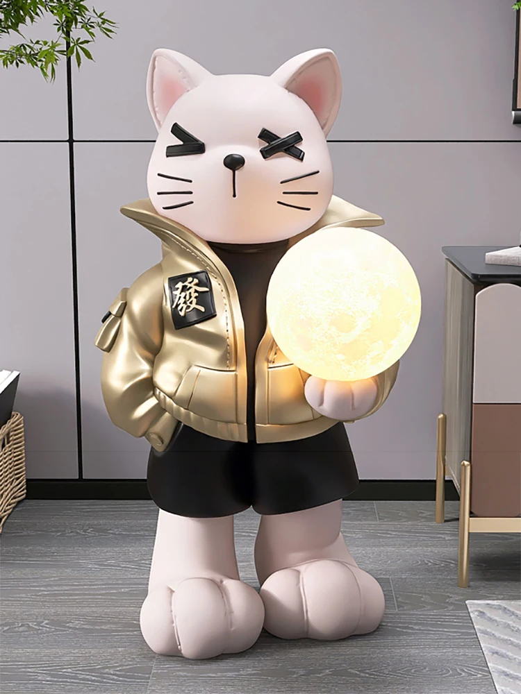 

Nordic Home Decoration Cartoon Cat Figurines Room Decor Large Floor Resin Statue Creative Home Decoration Accessories Sculpture