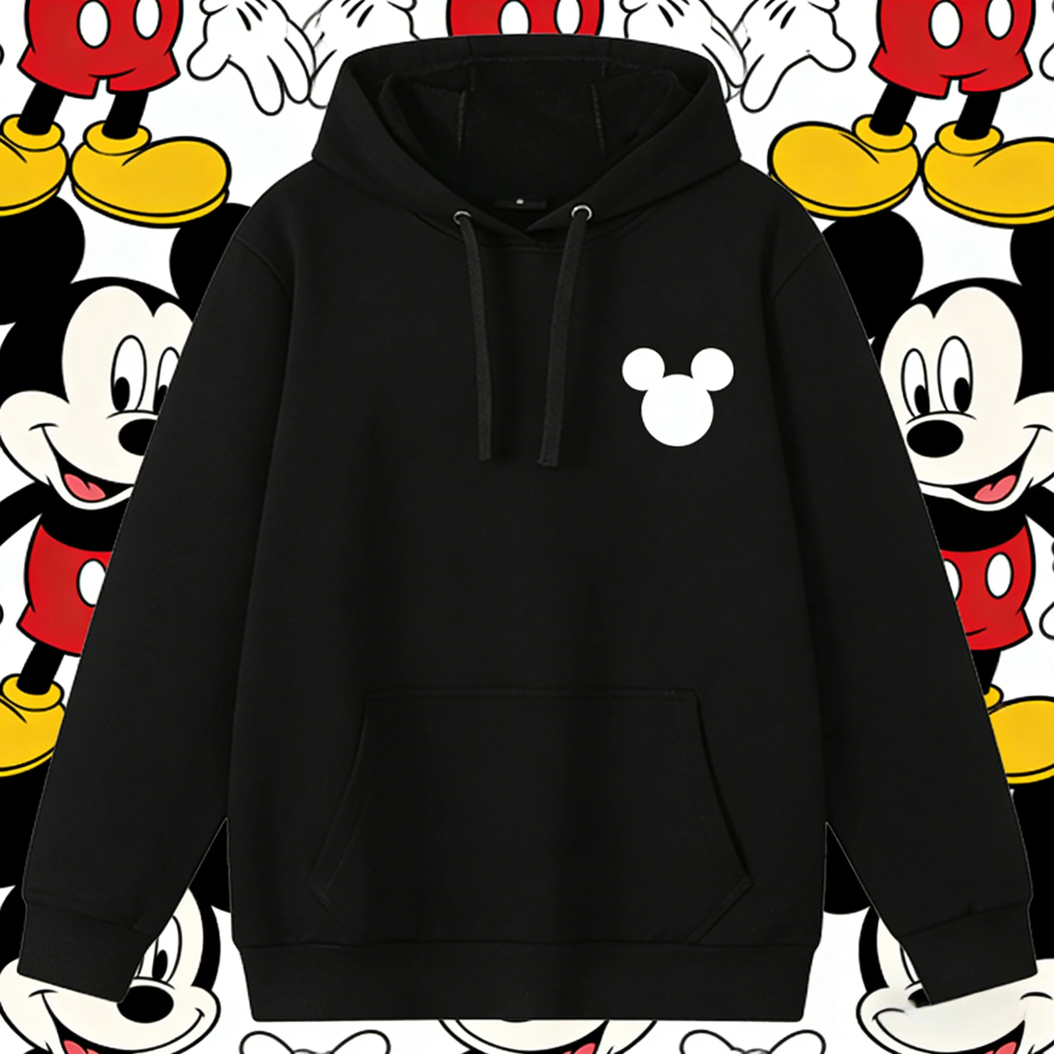 بلوزات بقلنسوة منقوشة على شكل فأر كرتوني من ديزني لخريف وشتاء 2025، بلوزات فضفاضة غير رسمية، هوديس للجنسين #1