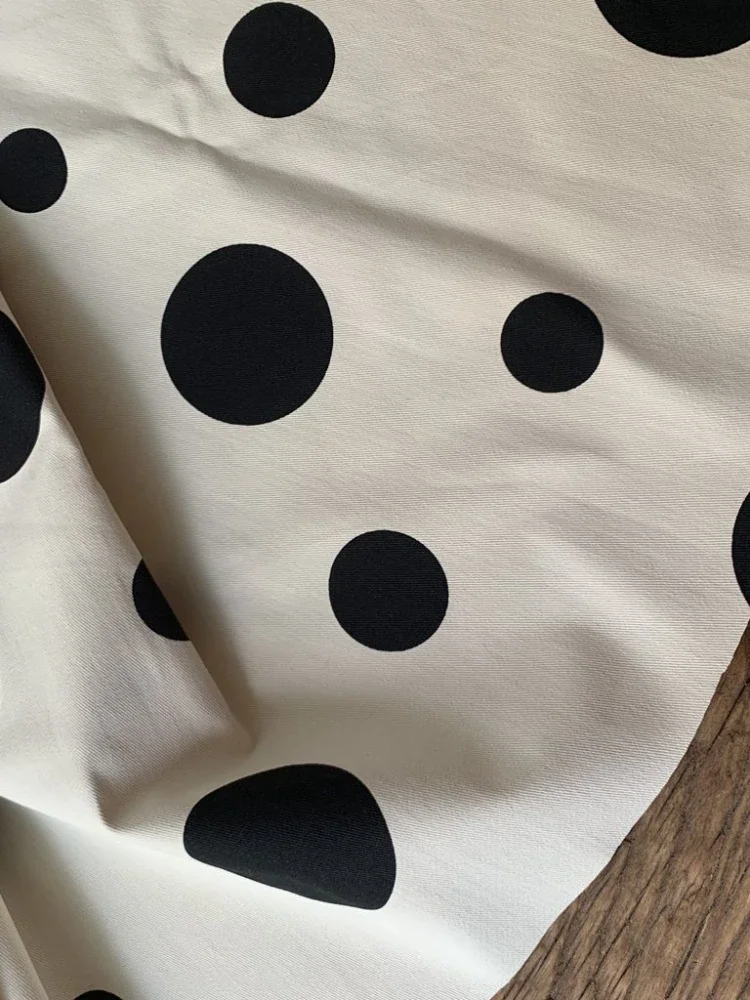 Fabric Width 150cm x 50cm Black and White Polka Dot Classic Water Jade Tablecloth Diy Sofa Slipcover Coat Dress Thickened  Chino