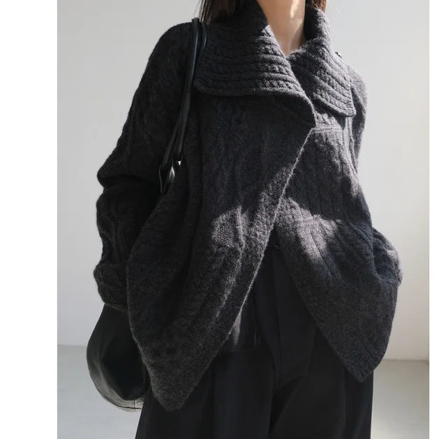 

Loose Knitted Wool Sweater Coat Women's Autumn Winter New Style Thickened Lazy Style Open Cardigan Fluffy Long Sleeve Top